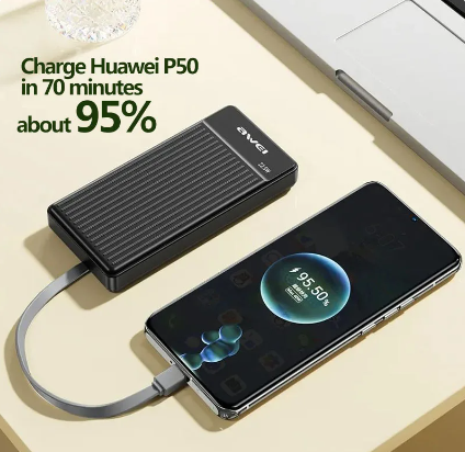 Awei P88K Portable Power Bank 10000mAh With 2 Charging Cable