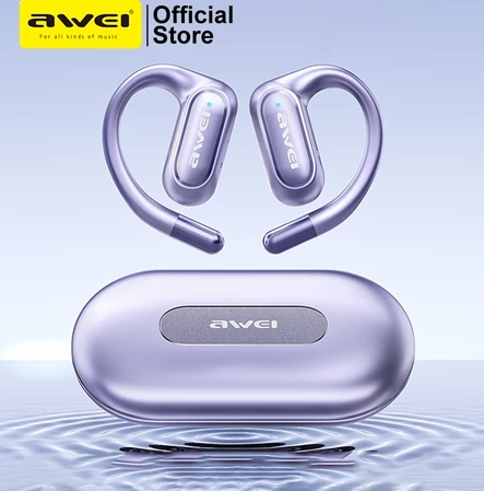 Awei T93 Open-Ear Bluetooth Earbuds Dual Bass Waterproof Liquid Silicone Sport Earphones With Mic